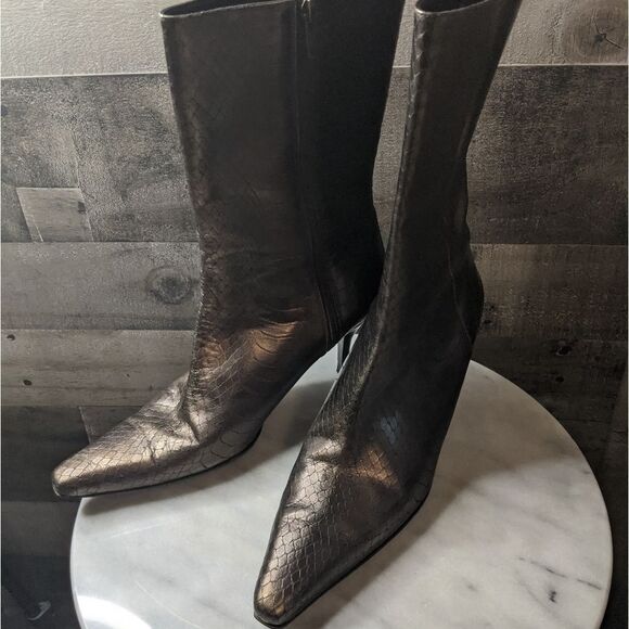 Cole Haan Metallic Snakeskin Boots 9B - Picture 8 of 11